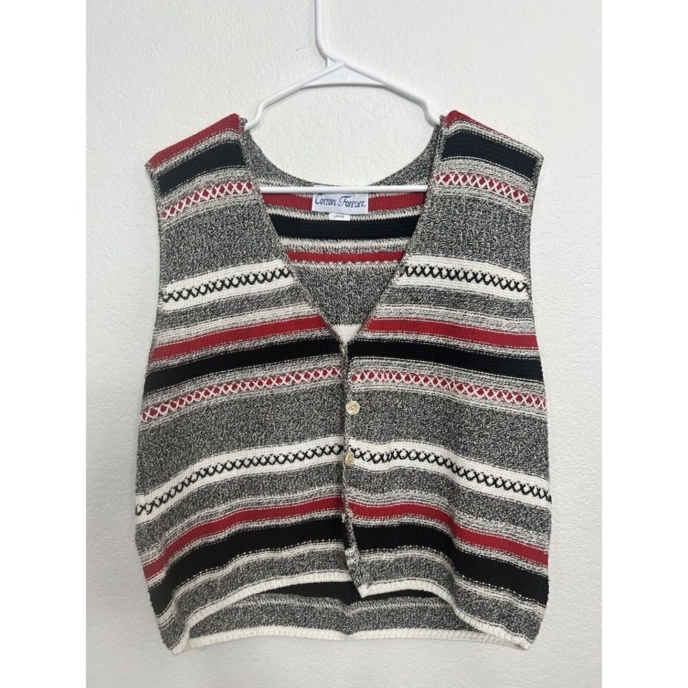 Cotton Forever Vest Size Large Black And Red